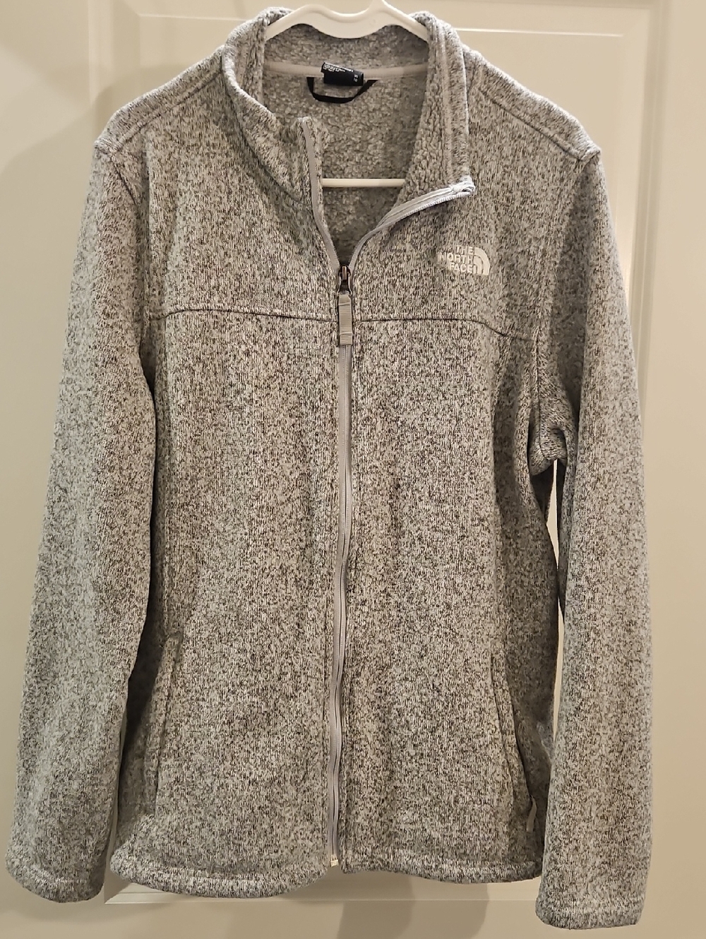The North Face Heather Gray Full-Zip Teddy Fleece Jacket